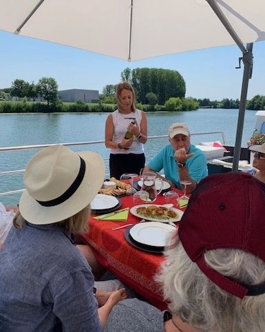Explore the French cheeses, French baguette, green salads and house-baked desserts.